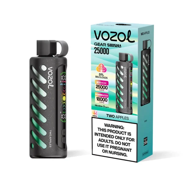 vozol-gear-shisha-25000-two-apples-vapespecialisten.webp Vozol Gear Shisha | Engångs Vape | 0mg/ml | 5%/ml Metatine | 25.000